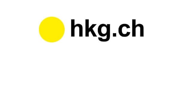 Hkg ch-Logo auf einem weißen digitalen Arbeitsplatz.