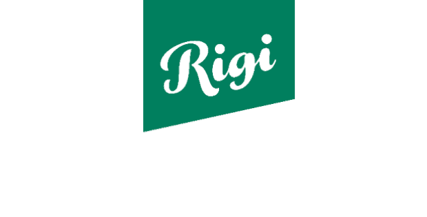 Ein grün-weißes Logo mit dem Wort „rigi“, das einen digitalen Arbeitsplatz darstellt.