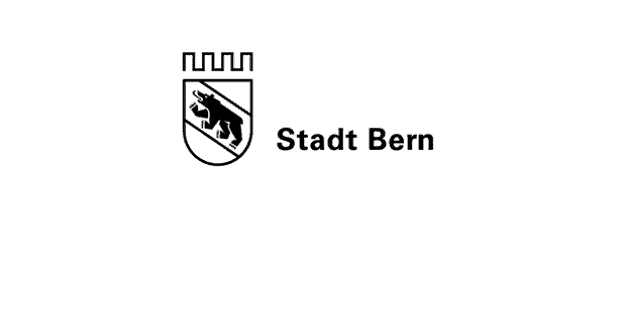 Ein schwarz-weißes Logo mit dem Wort stad bern, das eine moderne und digitale Arbeitsplatzlösung darstellt.