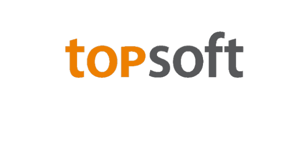 Topsoft-Logo auf weißem Hintergrund, das seine Präsenz im digitalen Arbeitsplatz und im Intranet repräsentiert.