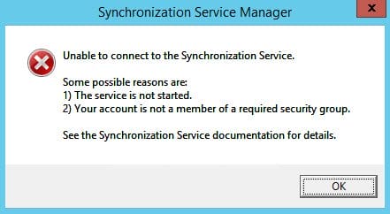 Beim Starten des Symphonization Service Managers für Microsoft Azure AD Sync Service ist Fehler 1069 aufgetreten.