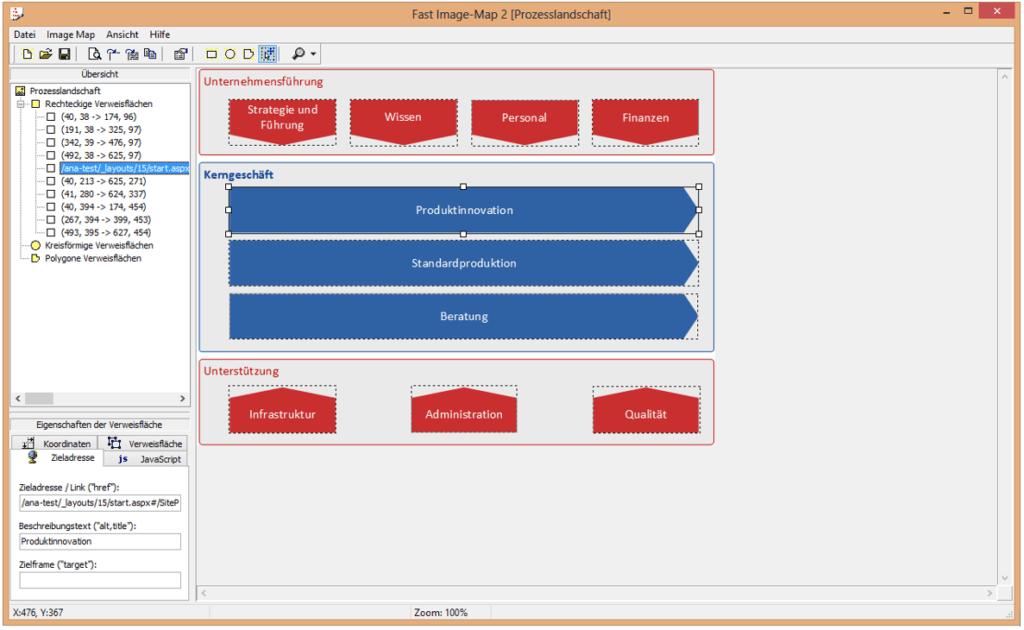 Ein Screenshot eines Computerbildschirms, der ein mit SharePoint 2013 erstelltes Prozessdiagramm zeigt.