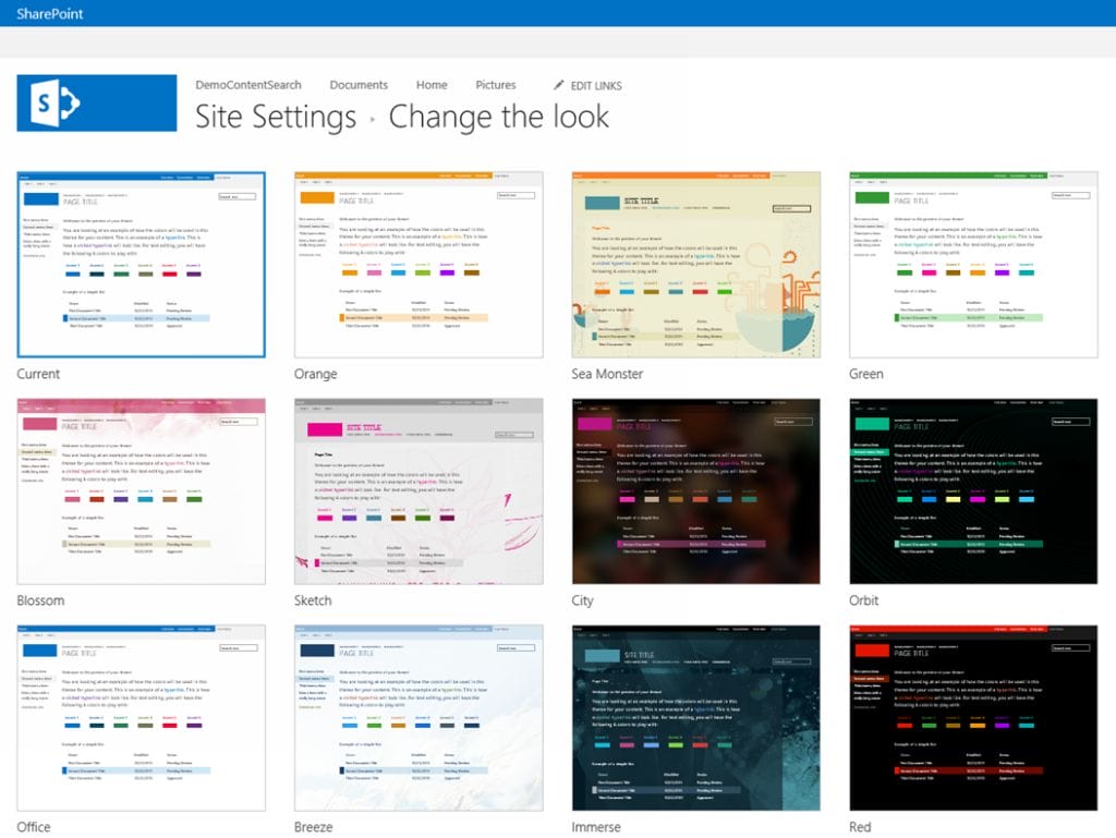 Mit den Site-Einstellungen von Microsoft Office können Benutzer das Erscheinungsbild ihrer Site ändern.