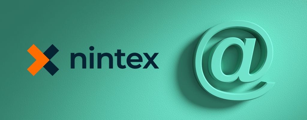 Das Nintex-Logo auf grünem Hintergrund für Mailbenachrichtigungen.