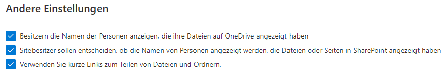 Weitere globale Einstellungen im SharePoint Admin Center