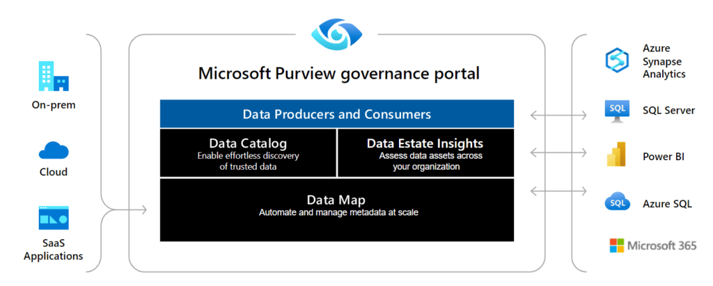 Übersicht des Aufbaus des Microsoft Purview Governance Portals