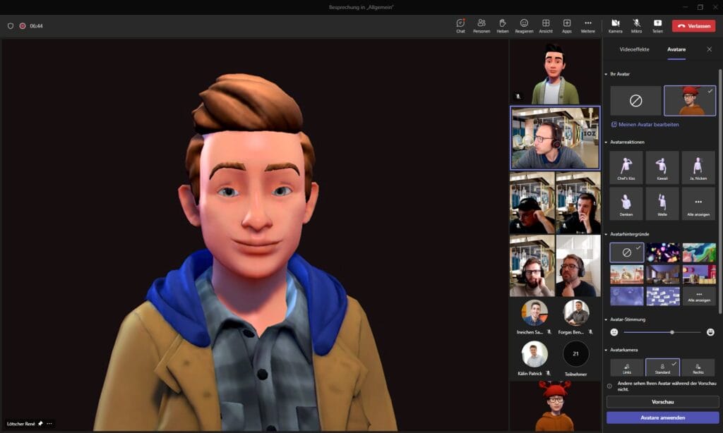 Microsoft Teams-Meeting mit 3D Avataren