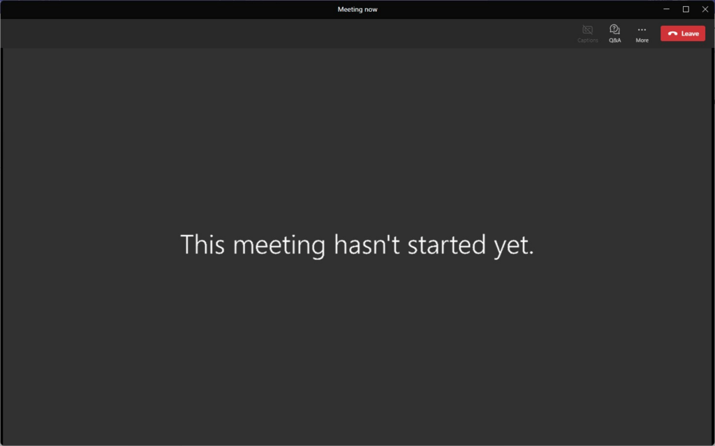 Screenshot aus Microsoft Teams Town Halls: Ansicht für externe Teilnehmende vor der Liveschaltung