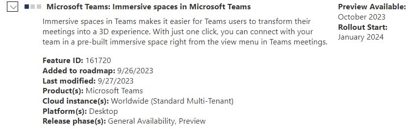 Offizielle Roadmap-Information von Microsoft: Public Preview ab Oktober 2023, generelle Verfügbarkeit ab Januar 2024